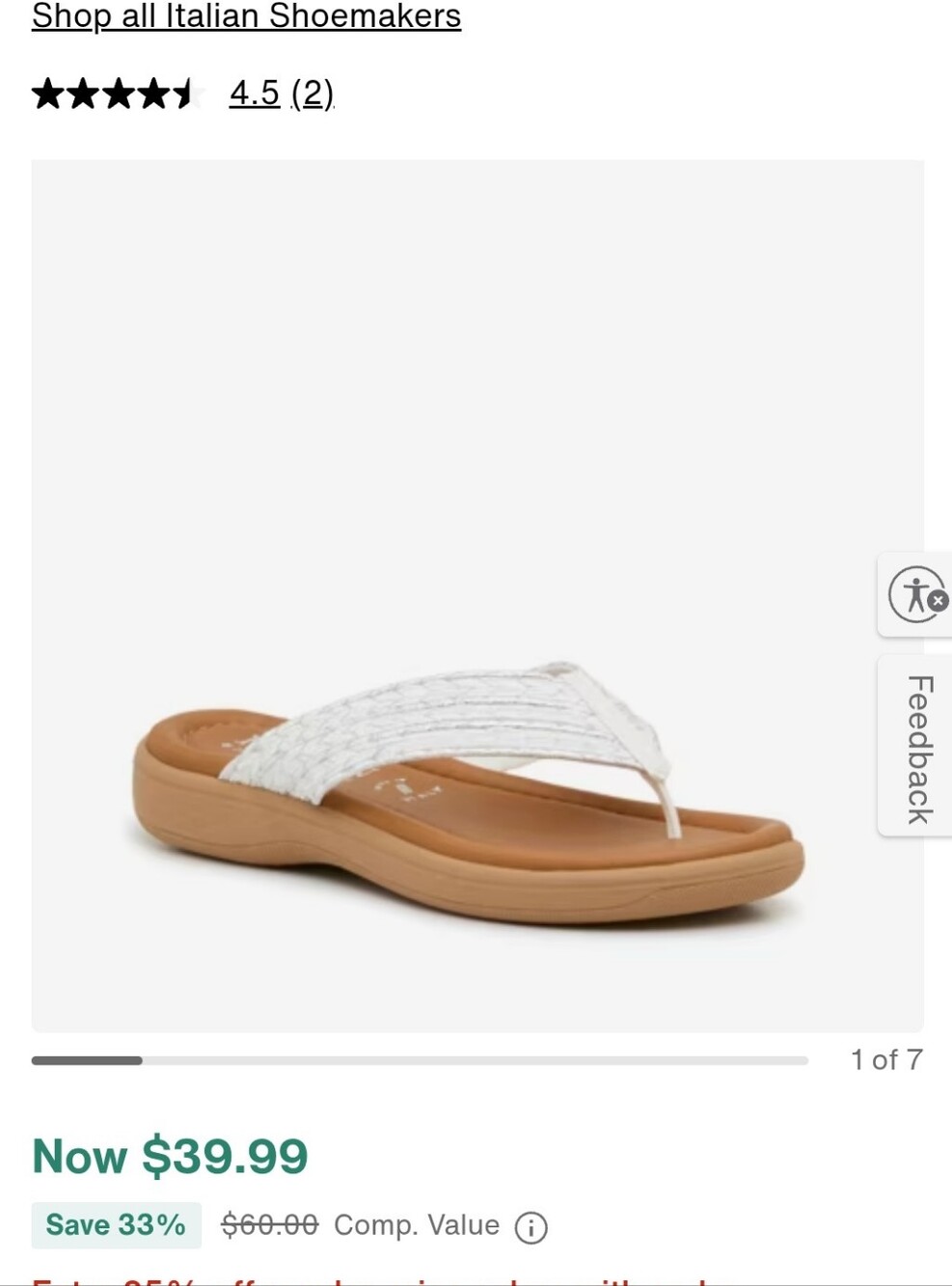 Italian Shoemakers Nadys Sandal size 8 white and silver
NEW IN BOX RETAIL $60